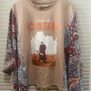 Women's Boho Graphic Shirt with Paisley Sleeves
